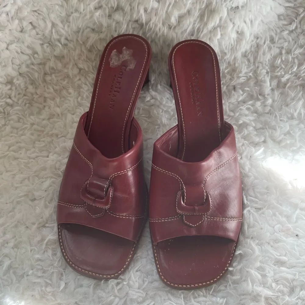 COLE HAAN Country Slides Sandals Leather Red Sandals.SZ9B